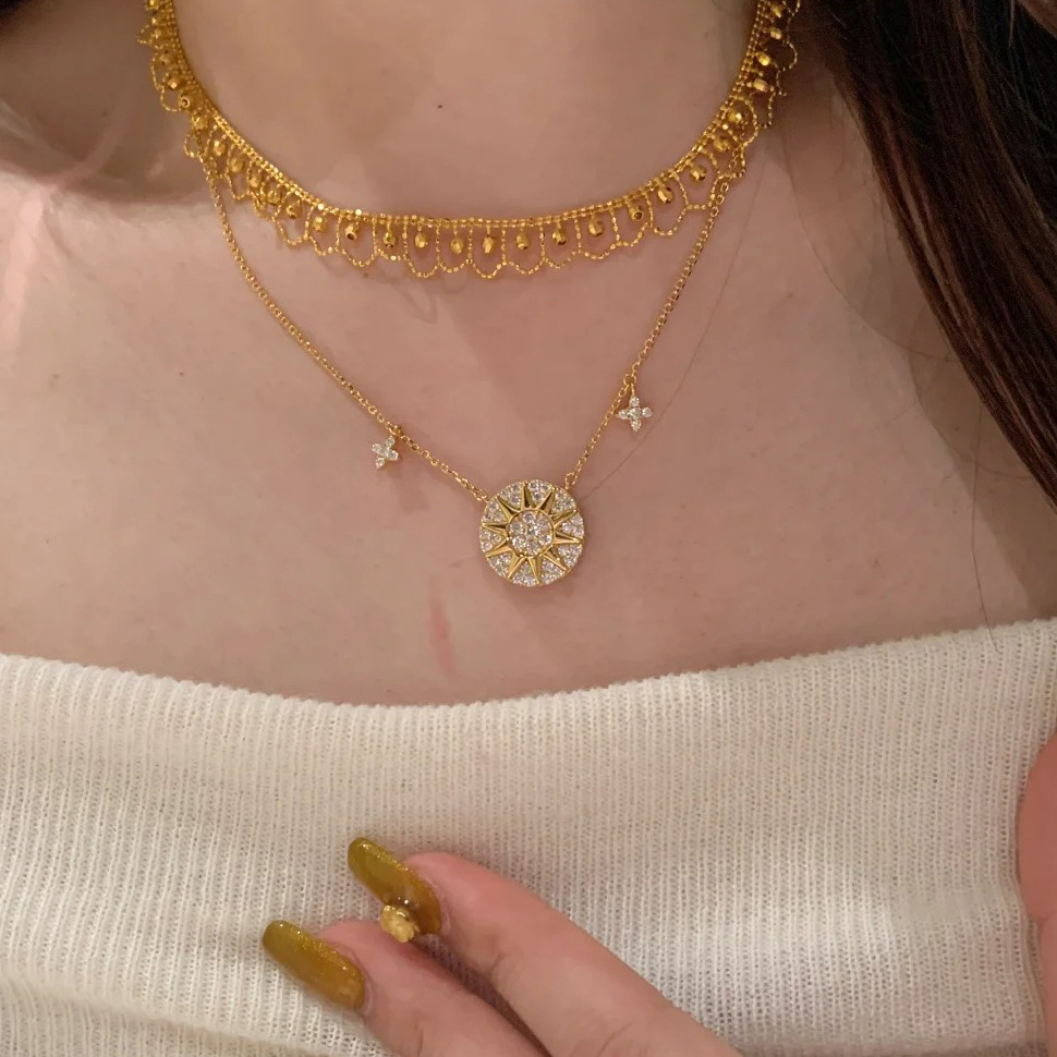 Octagram Compass Necklace for Women, Light Luxury Design